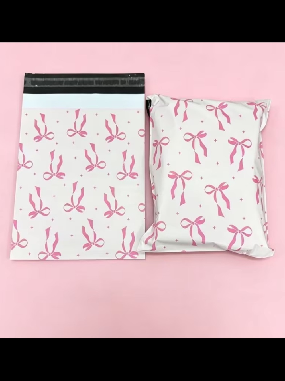 Decorative Pink Bow Poly Mailers - Pack of Printed Shipping Bags (7)